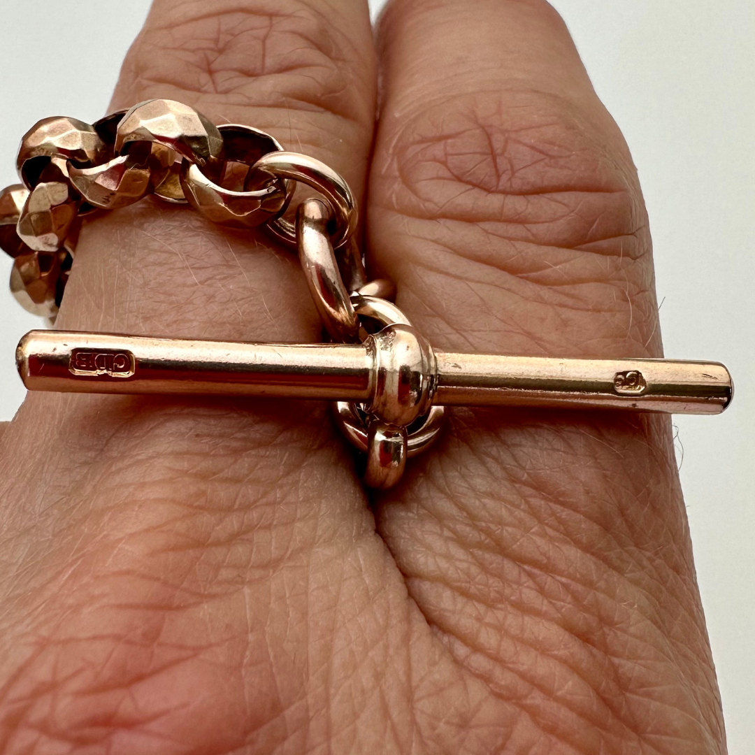 Edwardian Antique 9CT Gold Fancy Link Graduated Chain