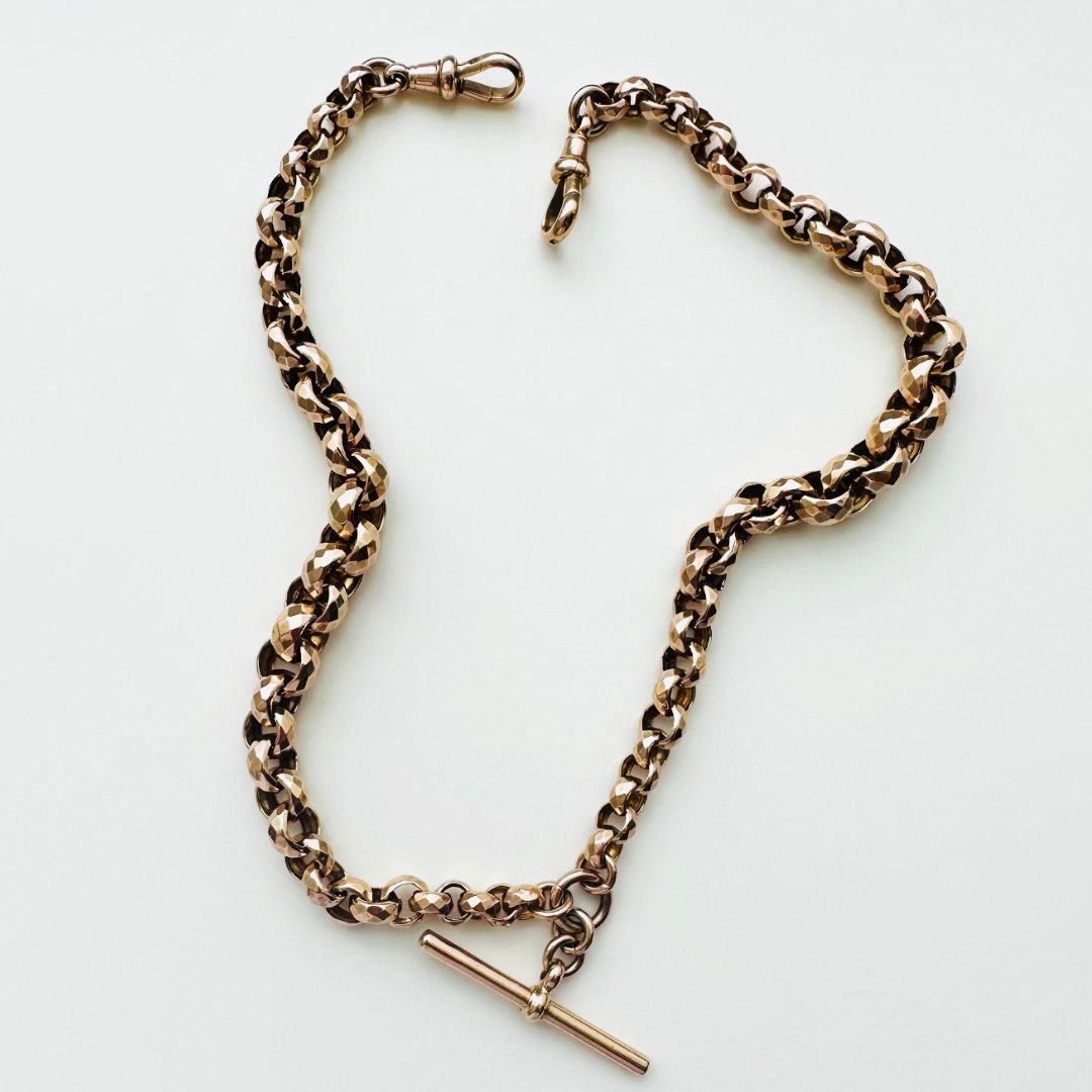 9K Edwardian Fancy Link graduated chain