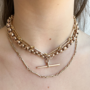 Edwardian Antique 9CT Gold Fancy Link Graduated Chain.