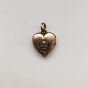Antique Victorian 12CT Gold Filled Fleur-de-Lis Heart Locket by Wightman & Hough, c 1910