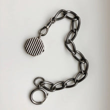 Load image into Gallery viewer, Victorian Antique Niello Watch Chain Bracelet , with Sterling Silver Locket c1800&#39;s